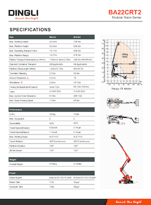 Gumikerekes töretőgémes munkaállványok Dingli BA22CRT2