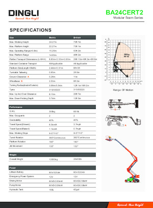 Gumikerekes töretőgémes munkaállványok Dingli BA24CERT2
