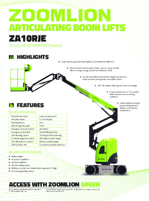 Gumikerekes töretőgémes munkaállványok Zoomlion ZA10RJE