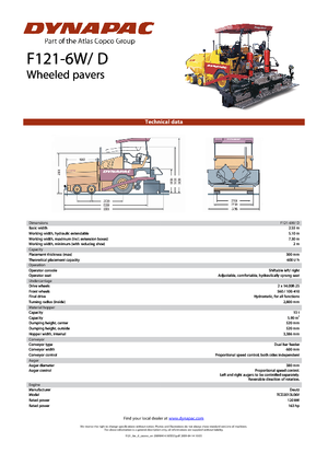 Gumikerekes finiserek Dynapac F 121-6 W/D