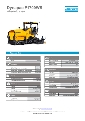 Gumikerekes finiserek Dynapac F 1700 WS