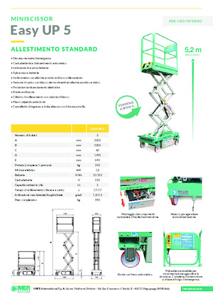 Gumikerekes ollós személyemelők Imer Easy UP 5