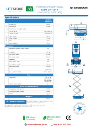 Gumikerekes ollós személyemelők Sinoboom GN 4647