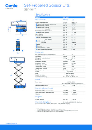 Gumikerekes ollós személyemelők Genie GS-4047