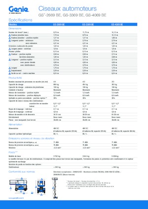 Gumikerekes ollós személyemelők Genie GS-3369 BE