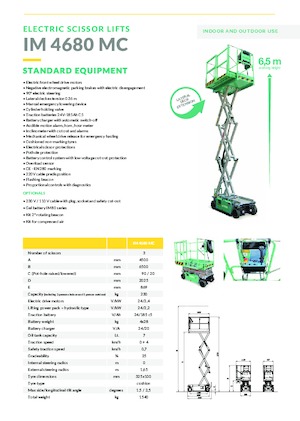 Gumikerekes ollós személyemelők Imer IM 4680 MC