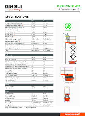 Gumikerekes ollós személyemelők Dingli JCPT0707DC-XD