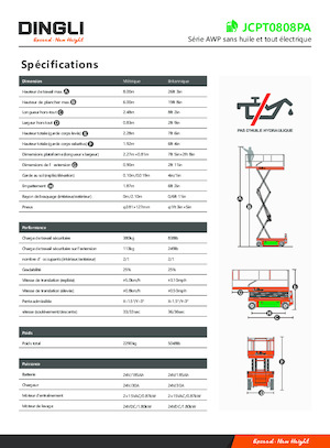 Gumikerekes ollós személyemelők Dingli JCPT0808PA