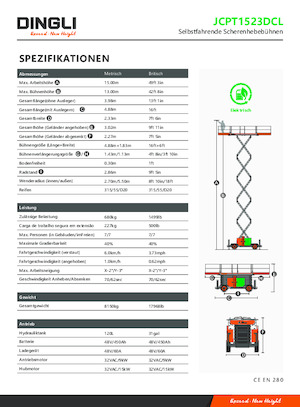 Gumikerekes ollós személyemelők Dingli JCPT1523DCL