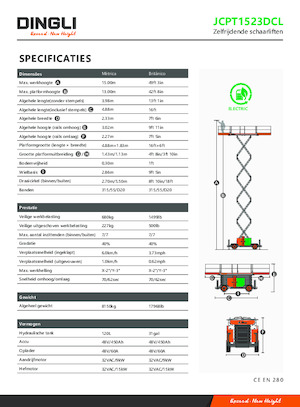Gumikerekes ollós személyemelők Dingli JCPT1523DCL