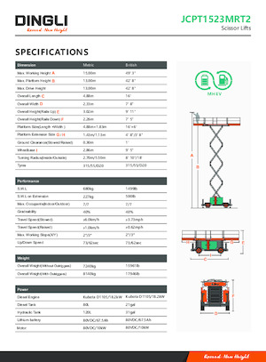 Gumikerekes ollós személyemelők Dingli JCPT1523MRT2