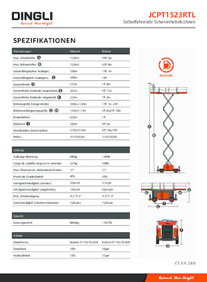 Gumikerekes ollós személyemelők Dingli JCPT1523RTL
