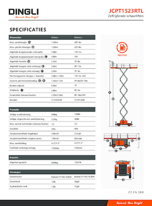 Gumikerekes ollós személyemelők Dingli JCPT1523RTL