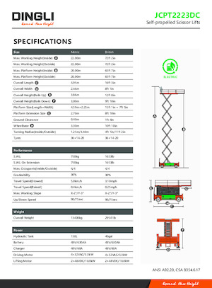 Gumikerekes ollós személyemelők Dingli JCPT2223DC