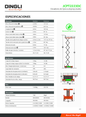 Gumikerekes ollós személyemelők Dingli JCPT2223DC