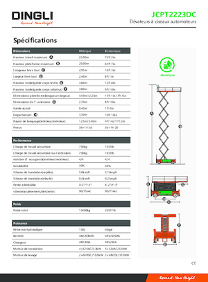 Gumikerekes ollós személyemelők Dingli JCPT2223DC