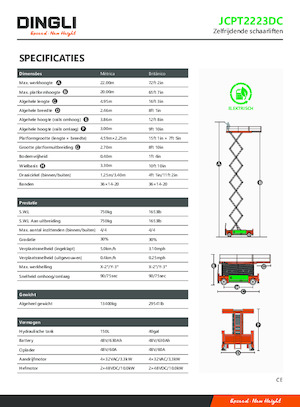 Gumikerekes ollós személyemelők Dingli JCPT2223DC