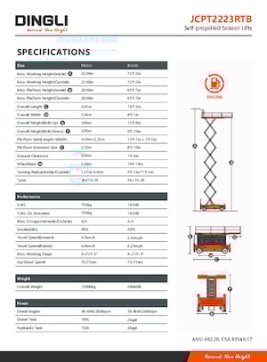 Gumikerekes ollós személyemelők Dingli JCPT2223RTB