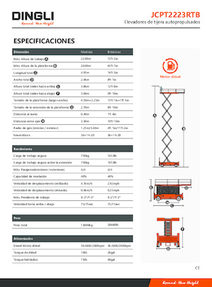 Gumikerekes ollós személyemelők Dingli JCPT2223RTB