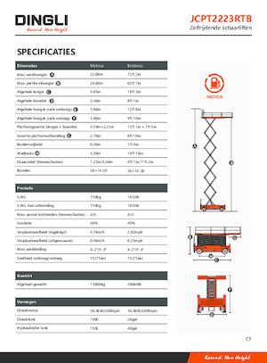 Gumikerekes ollós személyemelők Dingli JCPT2223RTB
