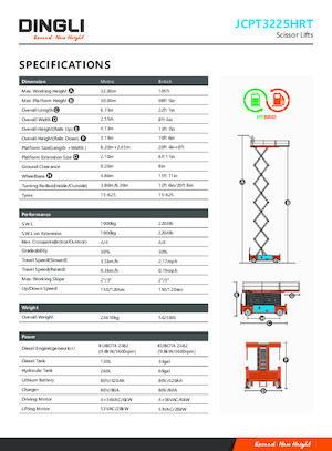 Gumikerekes ollós személyemelők Dingli JCPT3225HRT