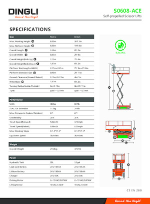 Gumikerekes ollós személyemelők Dingli S0608-ACE