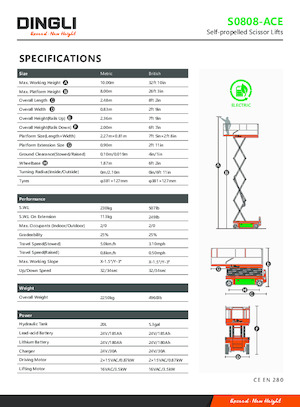 Gumikerekes ollós személyemelők Dingli S0808-ACE