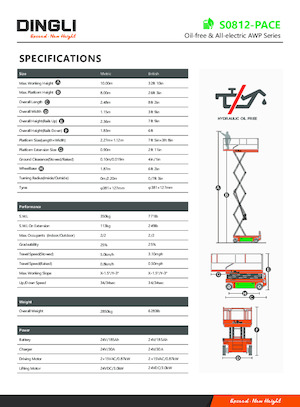 Gumikerekes ollós személyemelők Dingli S0812-PACE