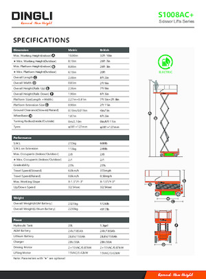 Gumikerekes ollós személyemelők Dingli S1008AC+
