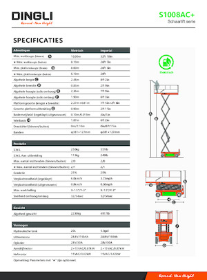 Gumikerekes ollós személyemelők Dingli S1008AC+