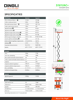Gumikerekes ollós személyemelők Dingli S1612AC+