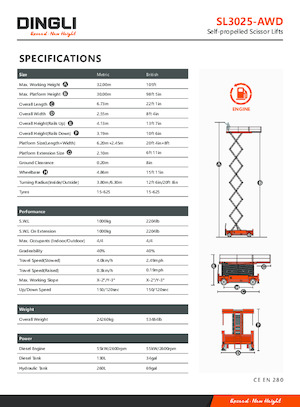 Gumikerekes ollós személyemelők Dingli SL3025-AWD