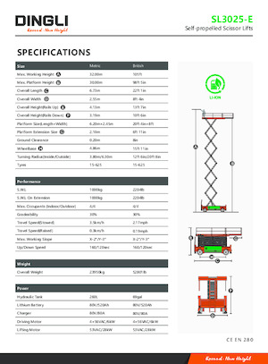 Gumikerekes ollós személyemelők Dingli SL3025-E