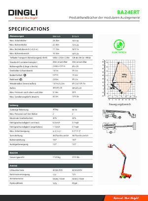 Gumikerekes töretőgémes munkaállványok Dingli BA24ERT