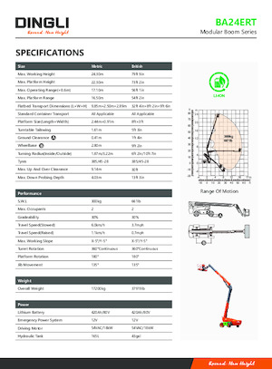 Gumikerekes töretőgémes munkaállványok Dingli BA24ERT