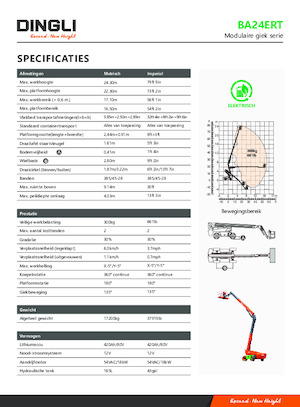 Gumikerekes töretőgémes munkaállványok Dingli BA24ERT