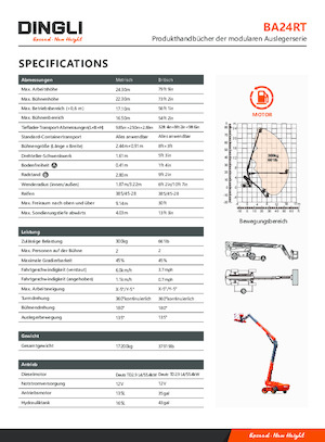 Gumikerekes töretőgémes munkaállványok Dingli BA24RT