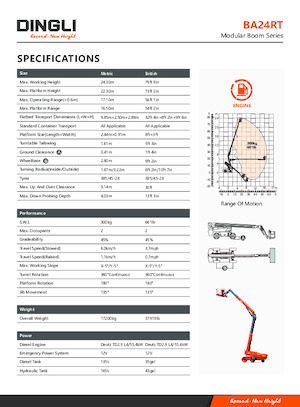 Gumikerekes töretőgémes munkaállványok Dingli BA24RT