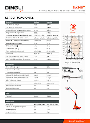 Gumikerekes töretőgémes munkaállványok Dingli BA24RT