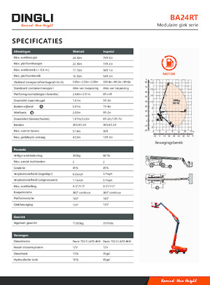 Gumikerekes töretőgémes munkaállványok Dingli BA24RT