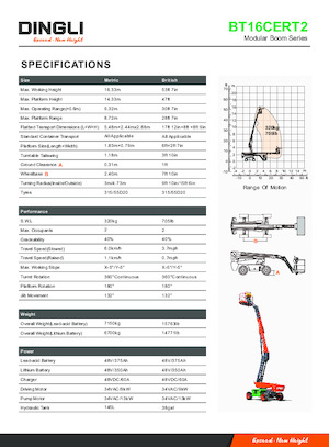 Gumikerekes töretőgémes munkaállványok Dingli BT16CERT2
