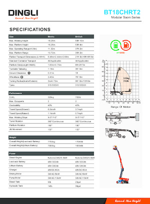 Gumikerekes töretőgémes munkaállványok Dingli BT18CHRT2