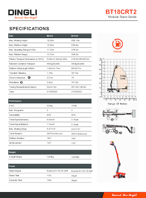 Gumikerekes töretőgémes munkaállványok Dingli BT18CRT2