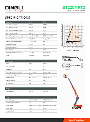 Gumikerekes töretőgémes munkaállványok Dingli BT22CMRT2