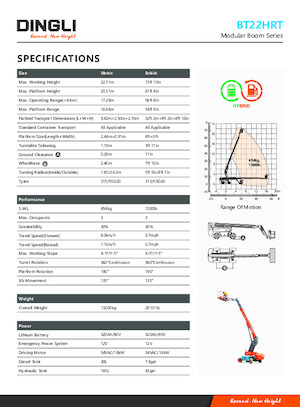Gumikerekes töretőgémes munkaállványok Dingli BT22HRT