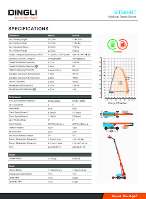 Gumikerekes töretőgémes munkaállványok Dingli BT36HRT