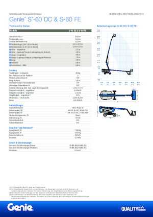 Gumikerekes töretőgémes munkaállványok Genie S-60 FE