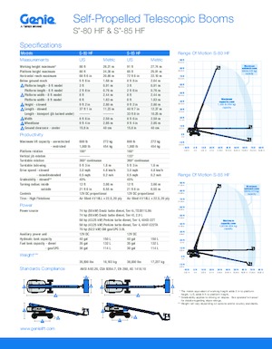 Gumikerekes töretőgémes munkaállványok Genie S-85 HF