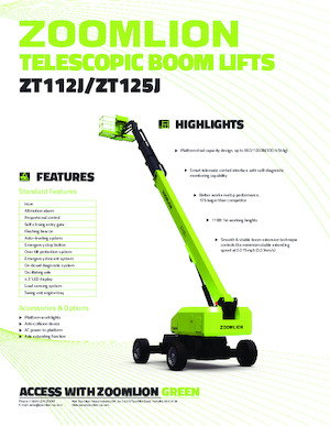 Gumikerekes töretőgémes munkaállványok Zoomlion ZT112J