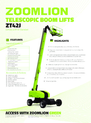 Gumikerekes töretőgémes munkaállványok Zoomlion ZT42J